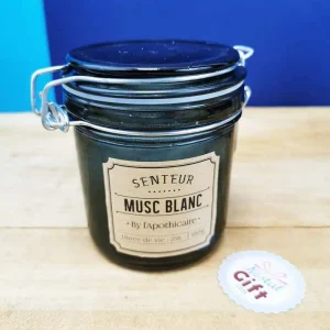 Bougie parfumée bocal apothicaire – Senteur Musc blanc