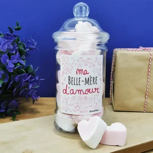 Bonbonnière coeurs guimauve “Belle-mère d’amour” de la collection “D’amour”